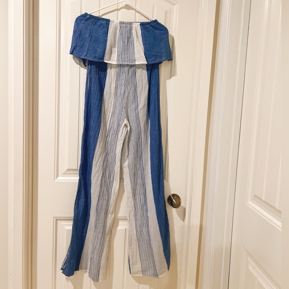 ELAN Strapless slit Wide-Leg stripe cover-up Jumpsuit - Picture 8 of 13